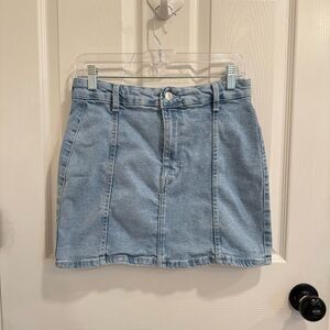 Bershka light wash denim mini skirt